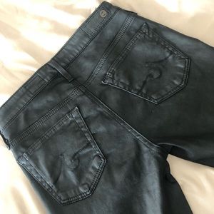 AG Skinny Ankle Leatherette Jeans / Petite